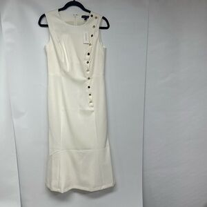 Banana Republic Cream Midi Dress with Button Detail